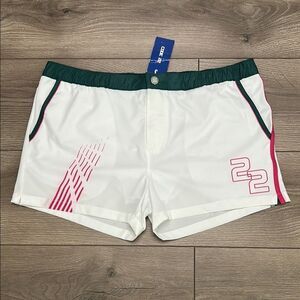 CODE 22 Racer Trunk White Stripe Lined Swim‎ Shorts Size XL